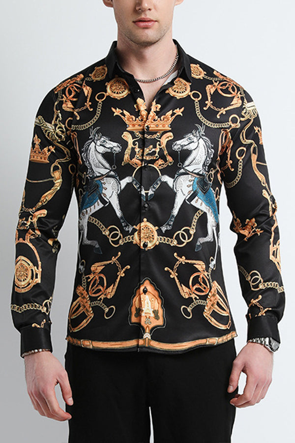 Baroque Chain Print Long Sleeves Shirt