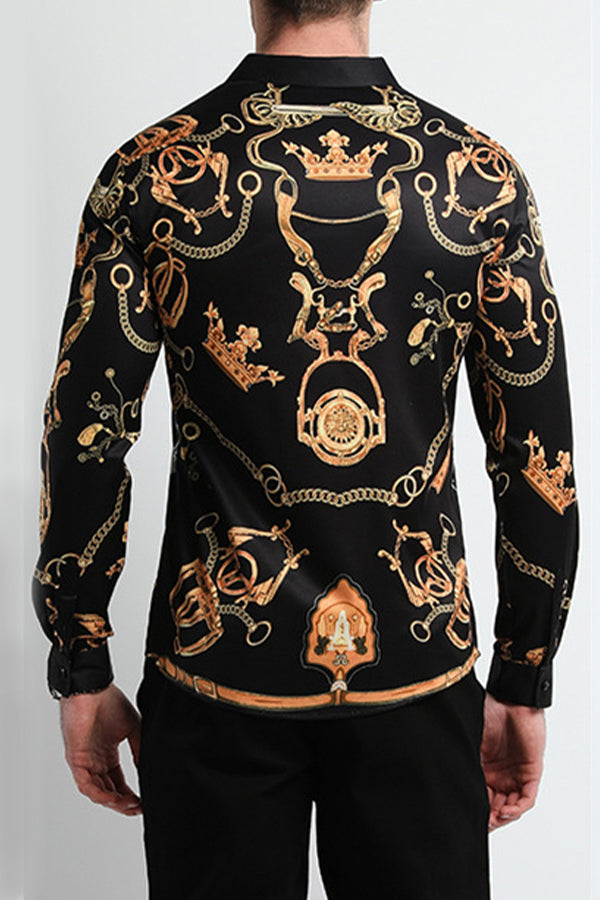 Baroque Chain Print Long Sleeves Shirt