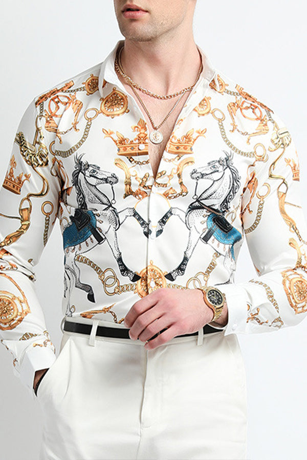 Baroque Chain Print Long Sleeves Shirt