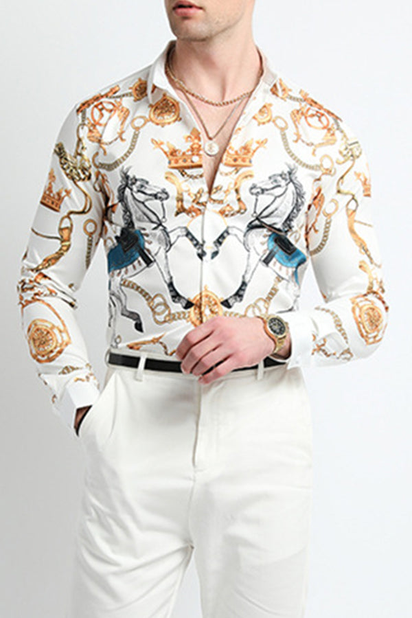 Baroque Chain Print Long Sleeves Shirt