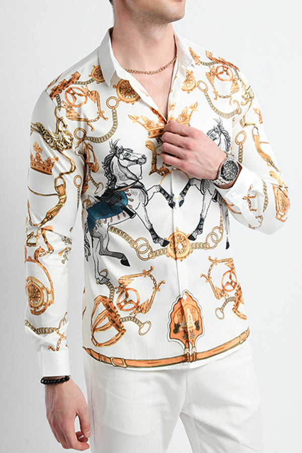 Baroque Chain Print Long Sleeves Shirt