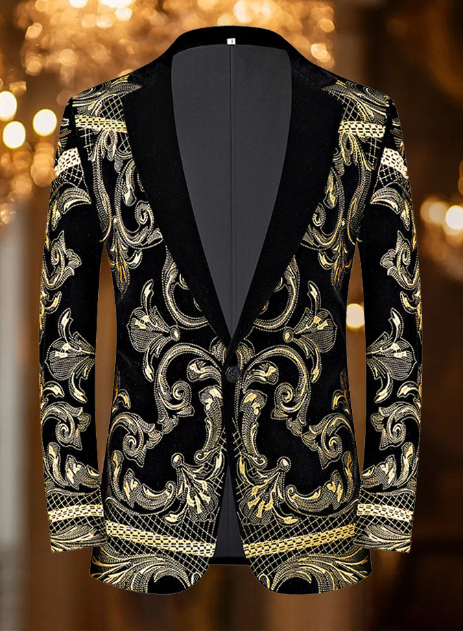 Luxurious Baroque Embroidered Lapel Blazer