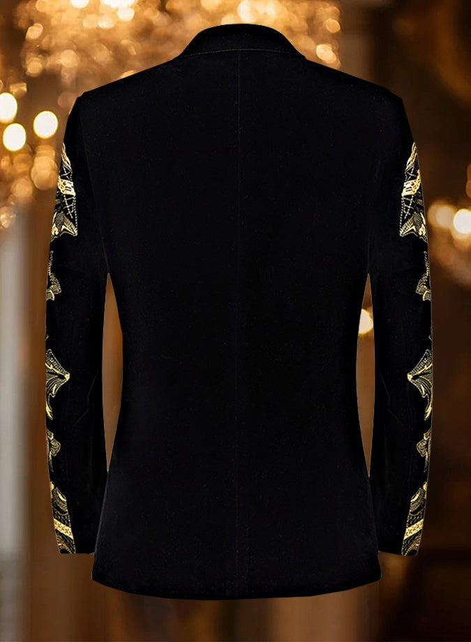 Luxurious Baroque Embroidered Lapel Blazer