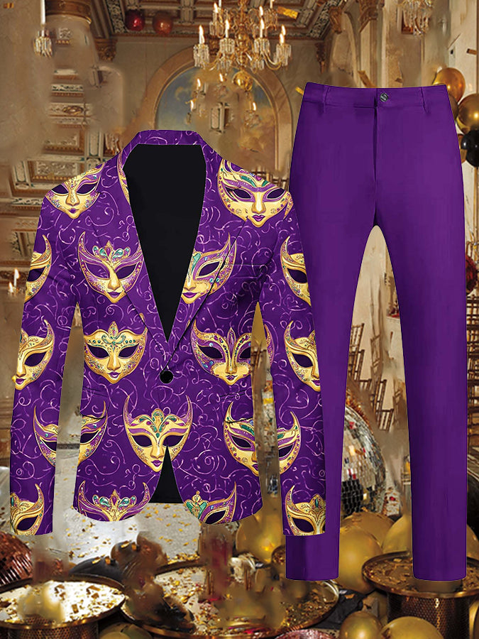 Mardi Gras Argyle Pattern Blazer & Pants Set