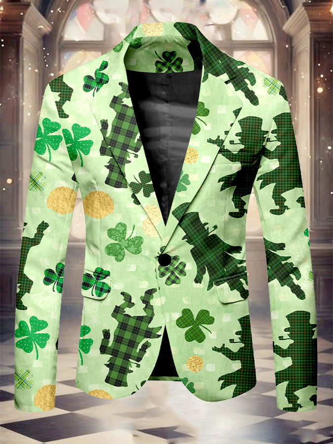 St. Patrick's Day Chic Clover Print Blazer