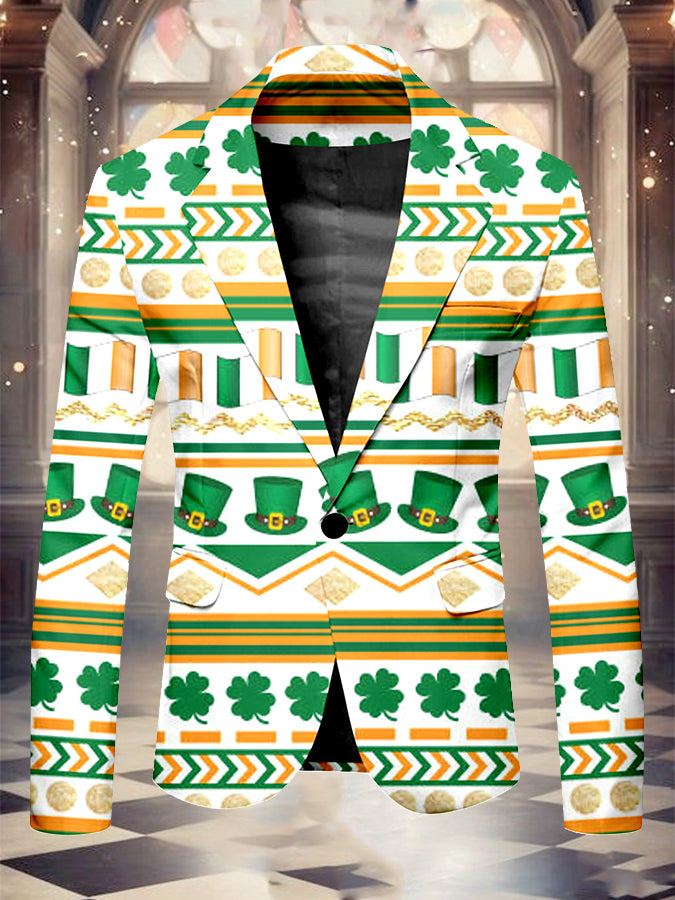 St. Patrick's Day Chic Clover Print Blazer