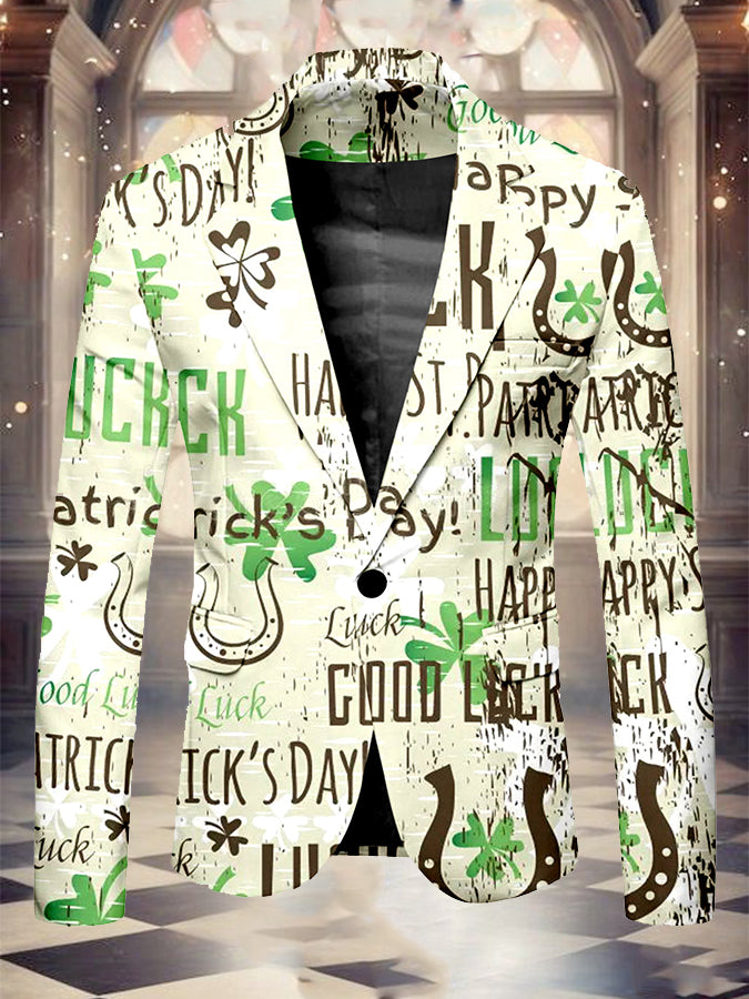 St. Patrick's Day Fashion Clover Print Blazer