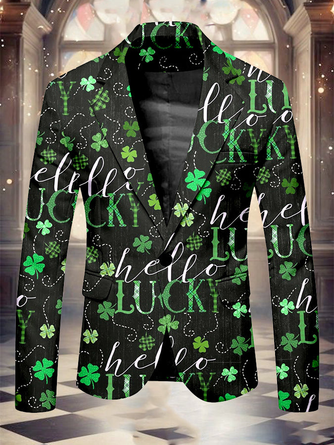 St. Patrick's Day Fashion Clover Print Blazer