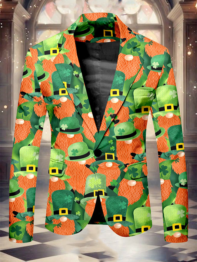 St. Patrick's Day Fashion Clover Print Blazer