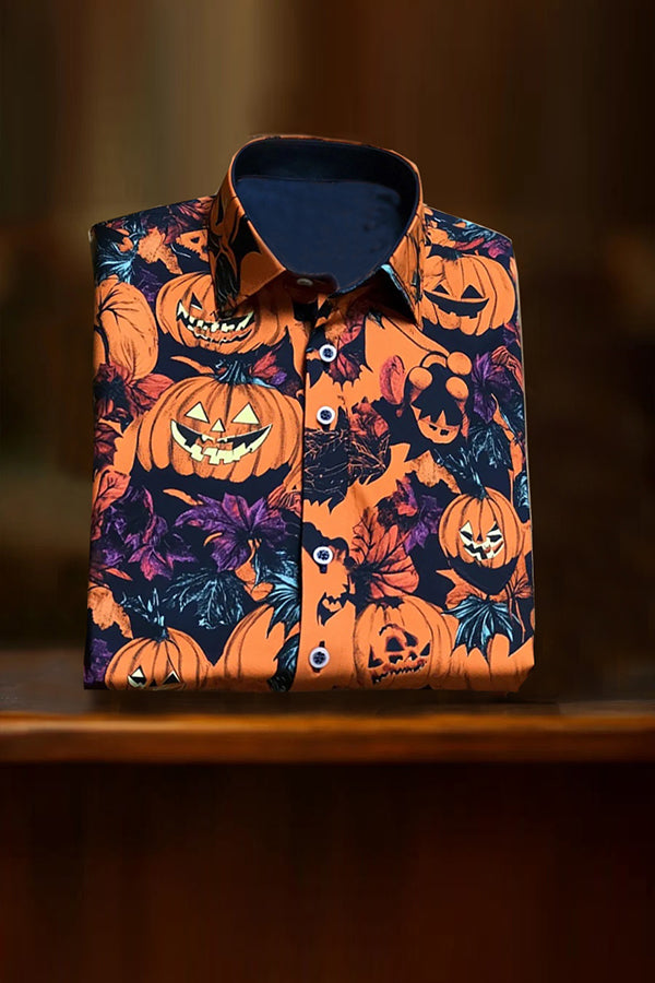 Mysterious Pumpkin Print Long Sleeve Shirt