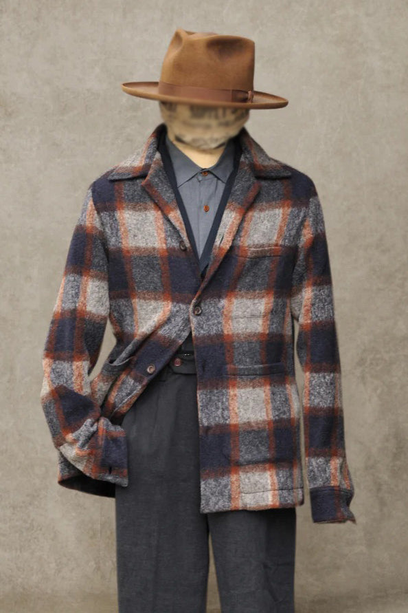 Retro Color Blocked Checked Long Sleeve Overcoat