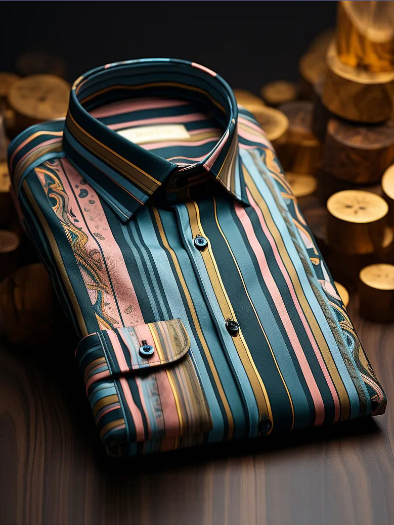 Retro Multicolor Striped Long Sleeve Shirt