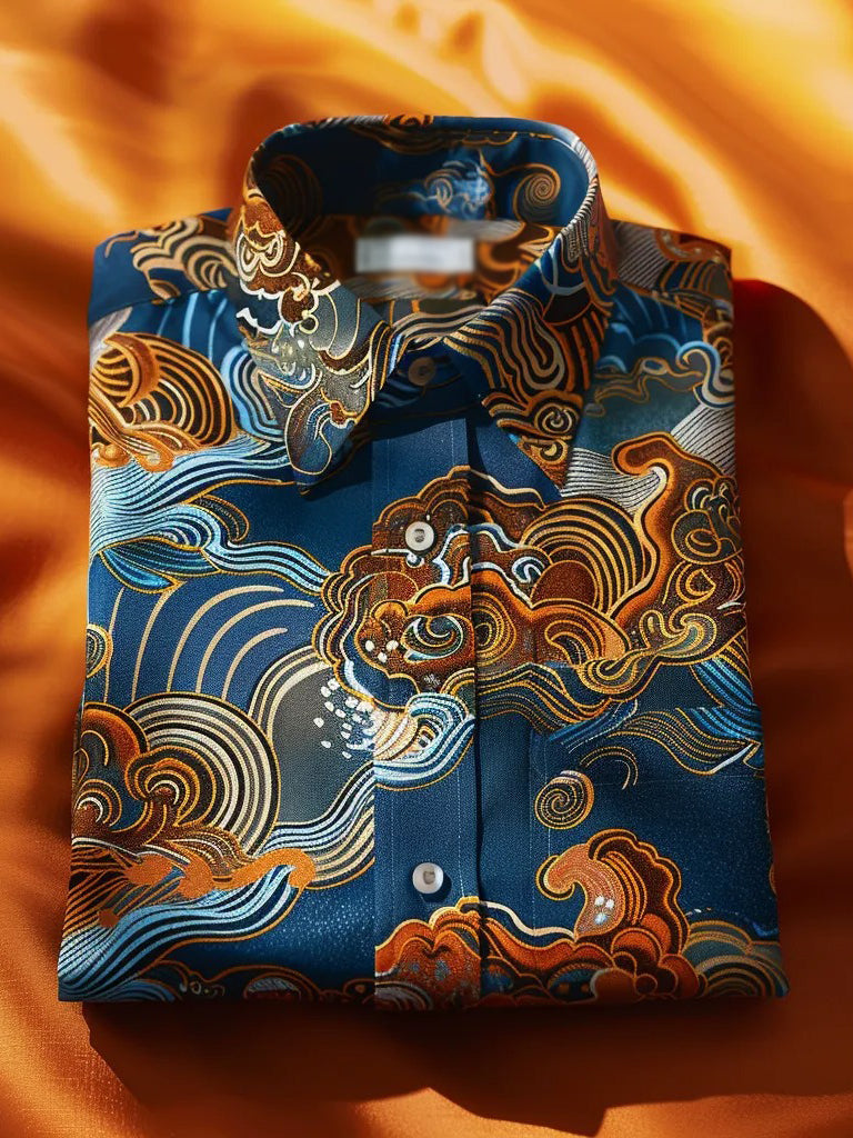 Stylish Clouds Print Long Sleeve Shirt