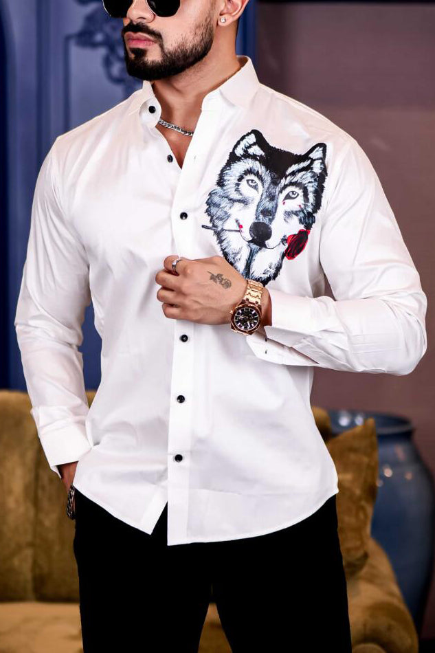 Stylish Animal Print Satin Shirt