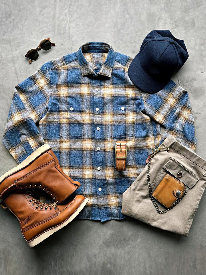 Soft Ocean Plaid Long Sleeve Shirt