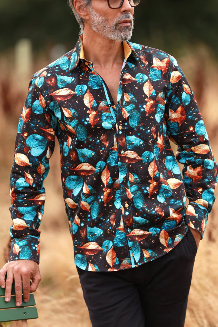 Thanksgiving  Golden Leaf Print Shirt