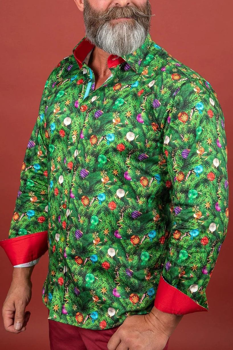 Christmas Tree Printed Satin Shirt