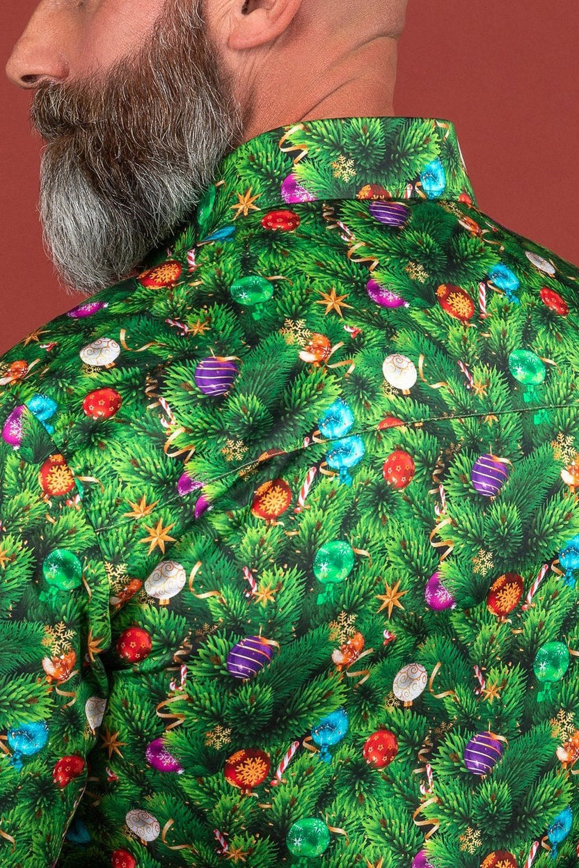 Christmas Tree Printed Satin Shirt