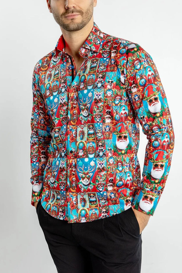 Christmas Santa Claus Satin Long Sleeve Shirt