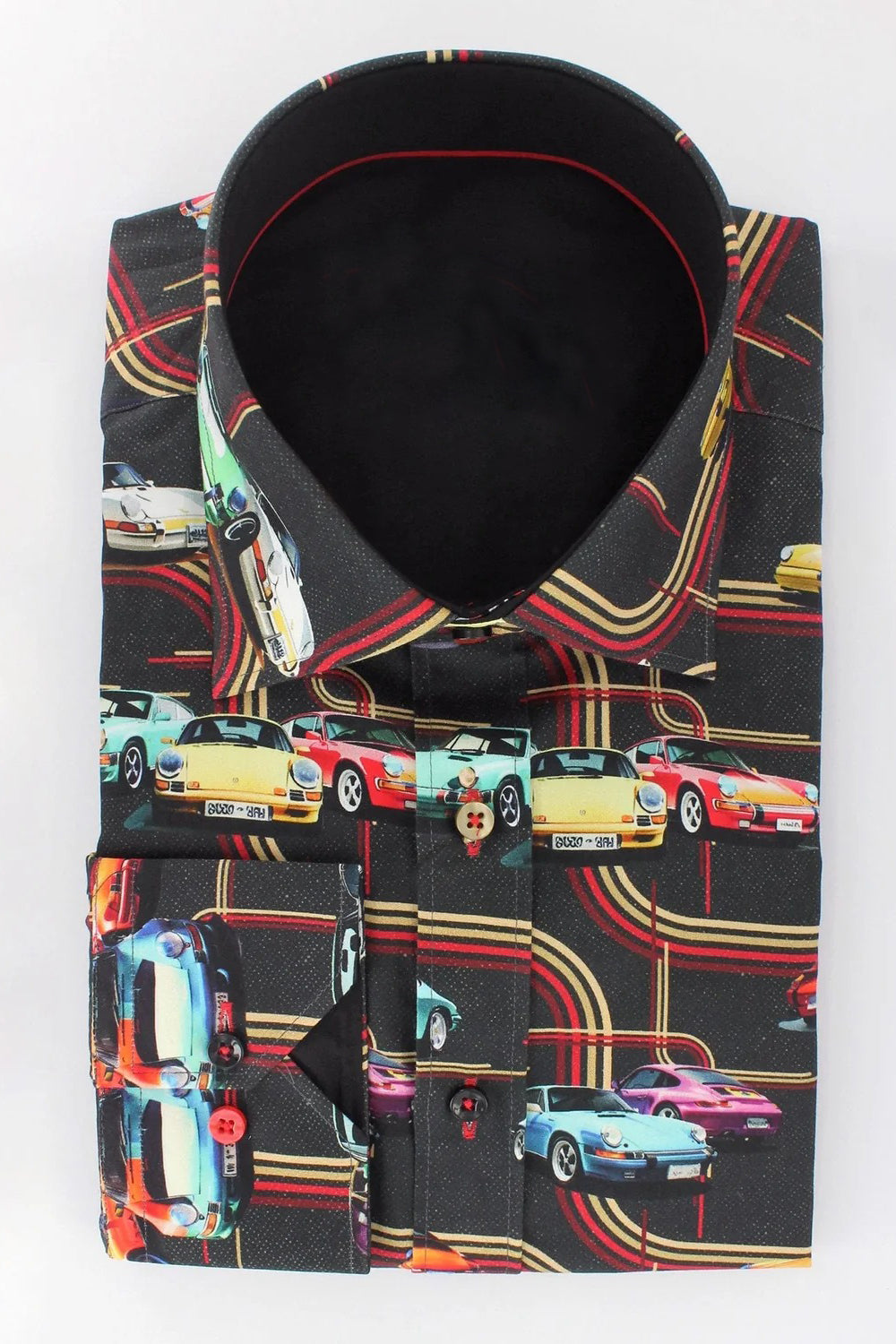 Vintage Sports Car Printed Satin Shirt