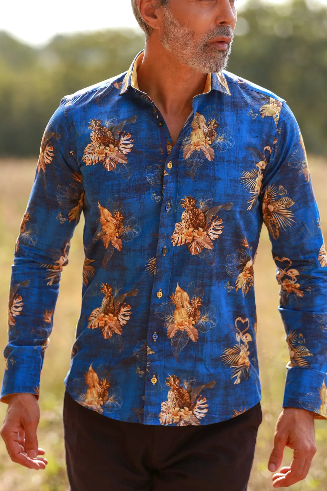 Flamingo Tropical Jungle Night Print Shirt