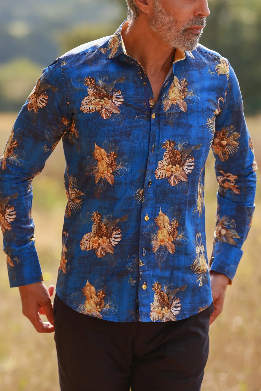 Flamingo Tropical Jungle Night Print Shirt