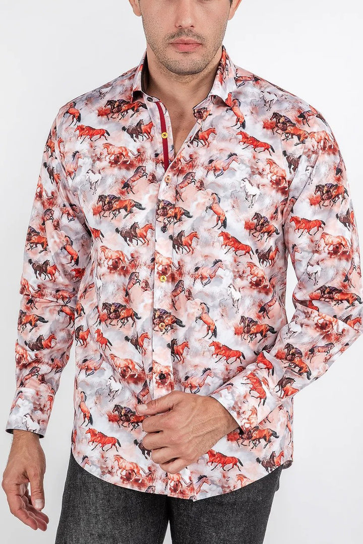 Stylish Mustang Oil Print Shirt