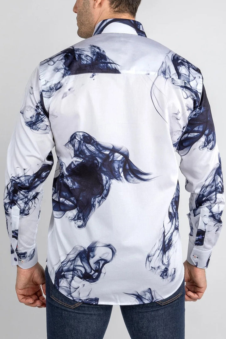 Stylish Smoke Print Satin Shirt