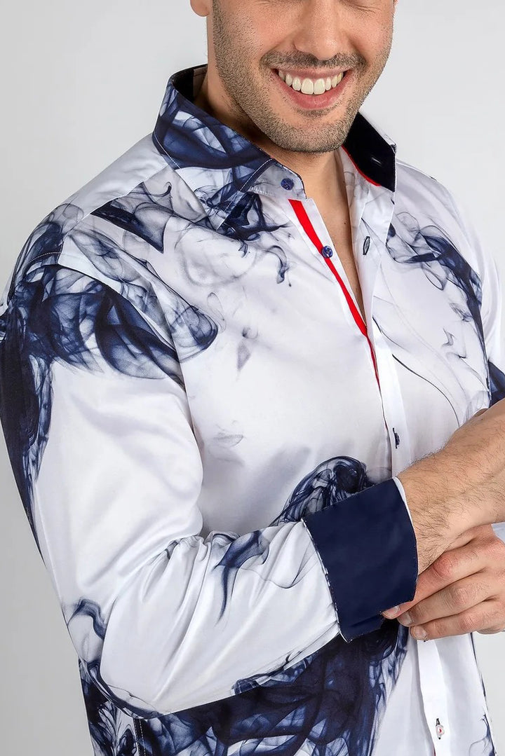 Stylish Smoke Print Satin Shirt