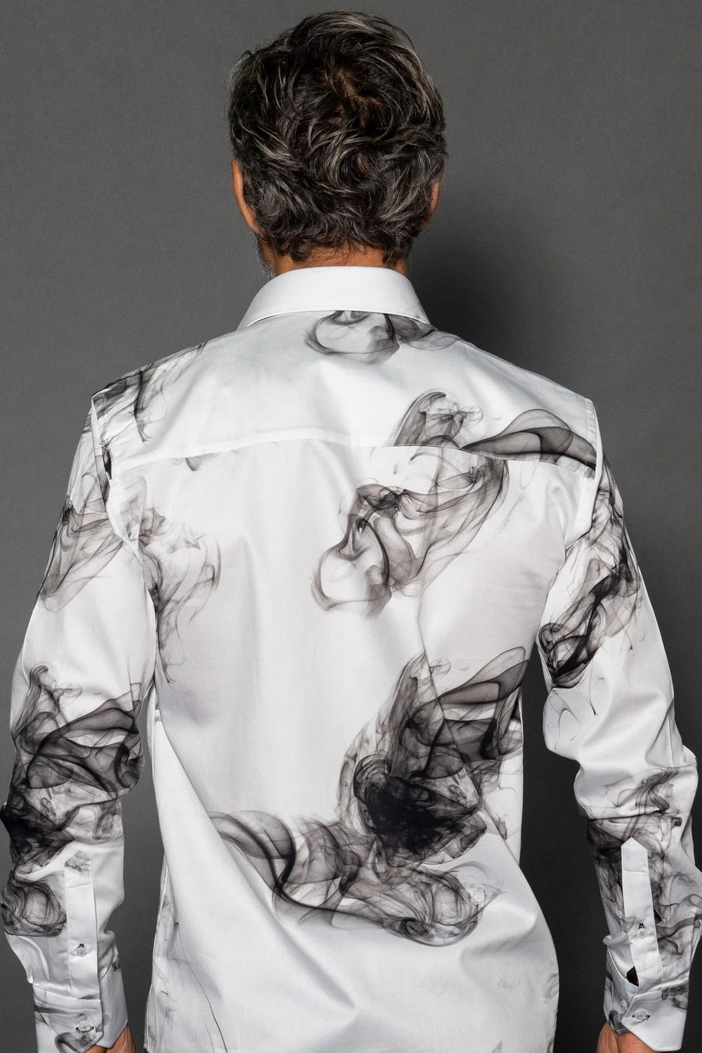 Stylish Smoke Print Satin Shirt