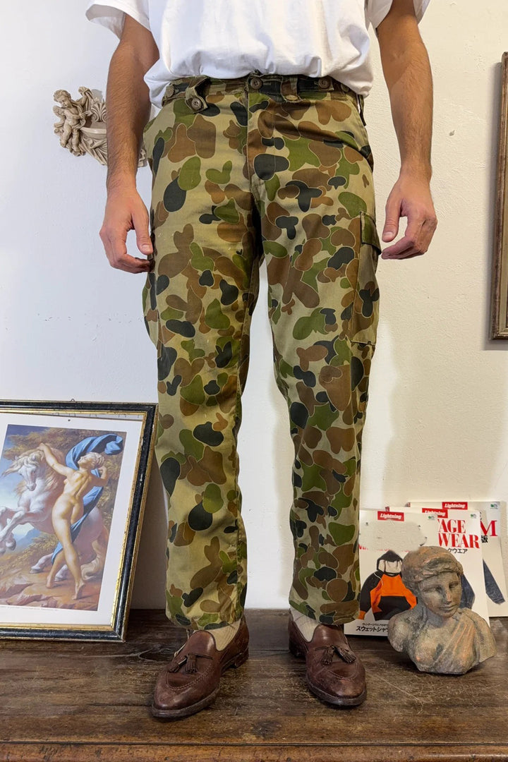 Casual Straight Leg Military Green Camouflage Pants