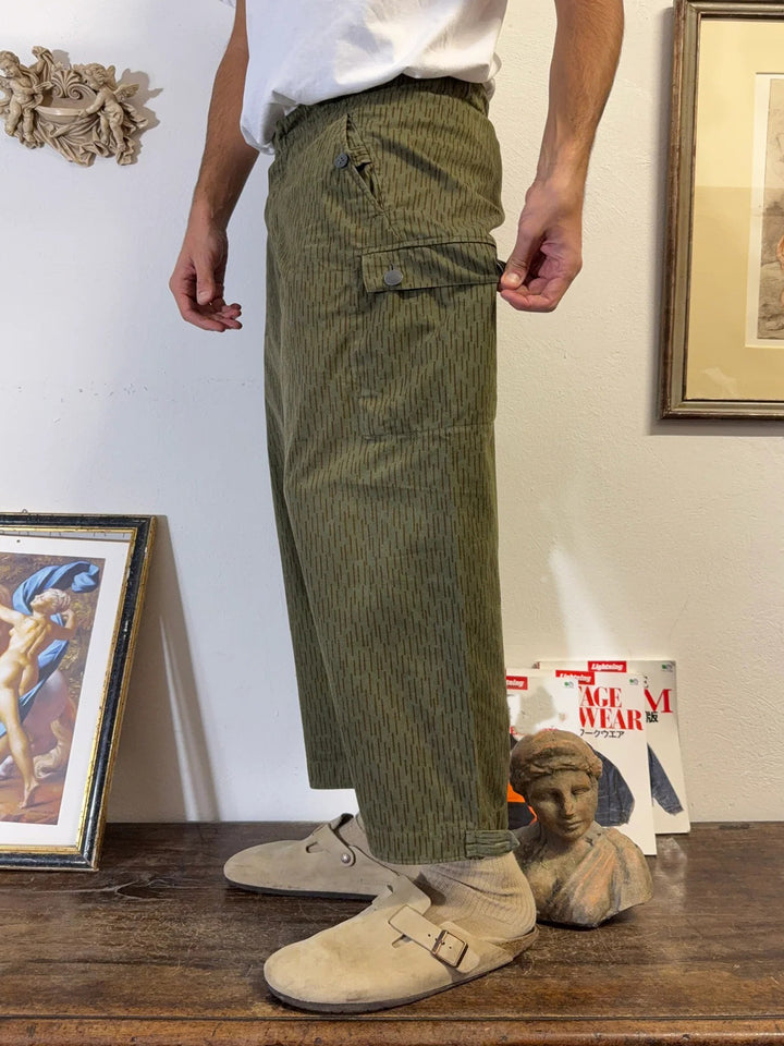 Casual Straight-leg Geometric Striped Cargo Pants