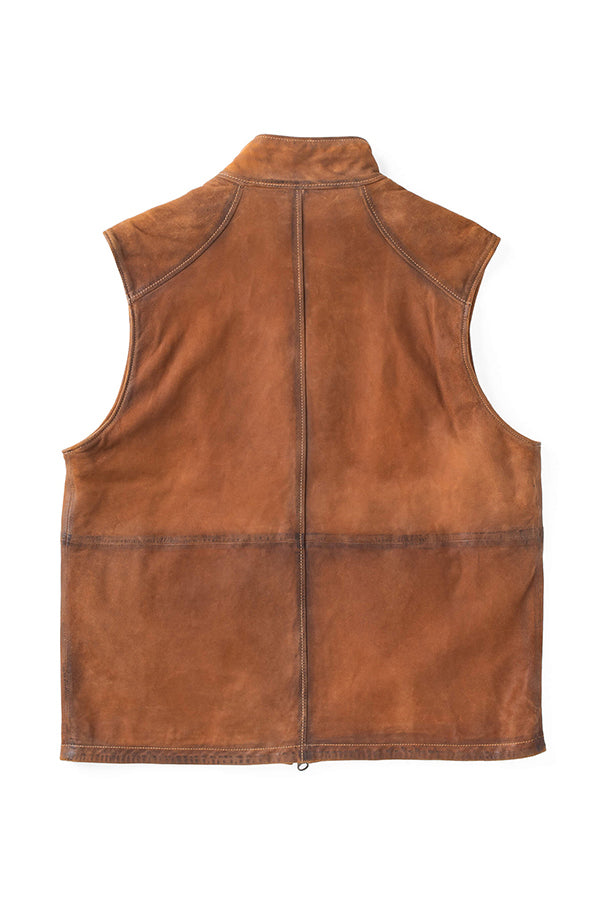 Retro Stand Collar Zip Front Leather Vest