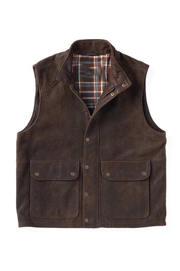 Retro Stand Collar Zip Front Leather Vest