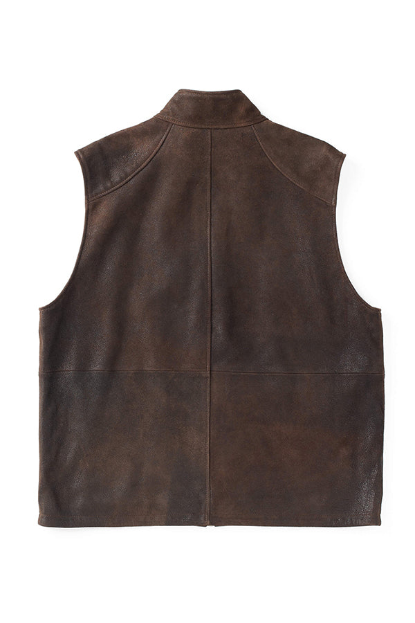 Retro Stand Collar Zip Front Leather Vest