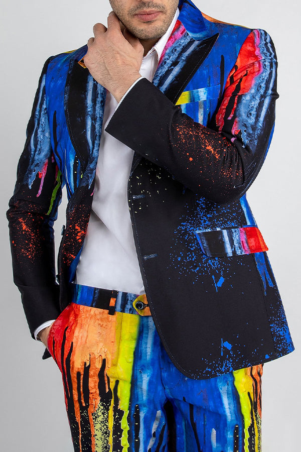 Stylish Paint Splatter Print Blazer