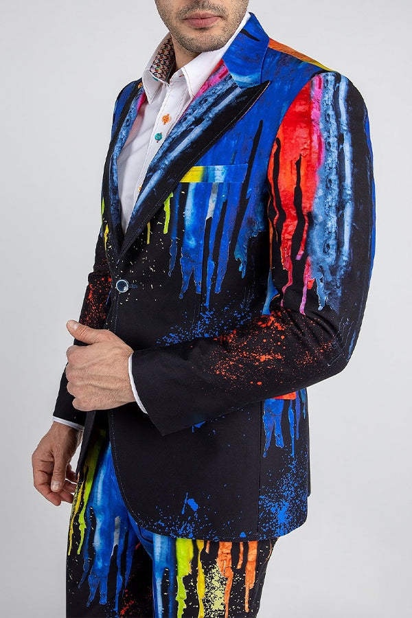 Stylish Paint Splatter Print Blazer