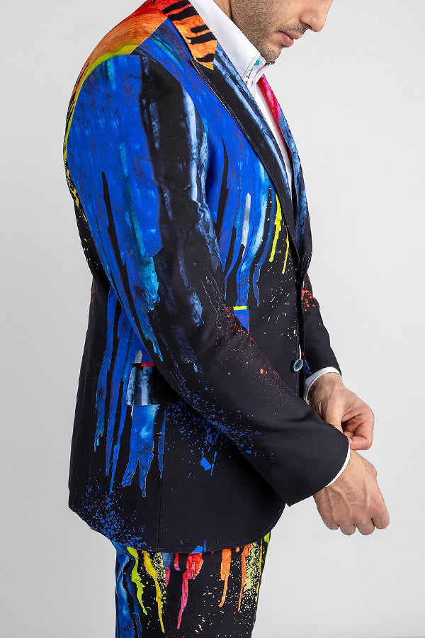 Stylish Paint Splatter Print Blazer