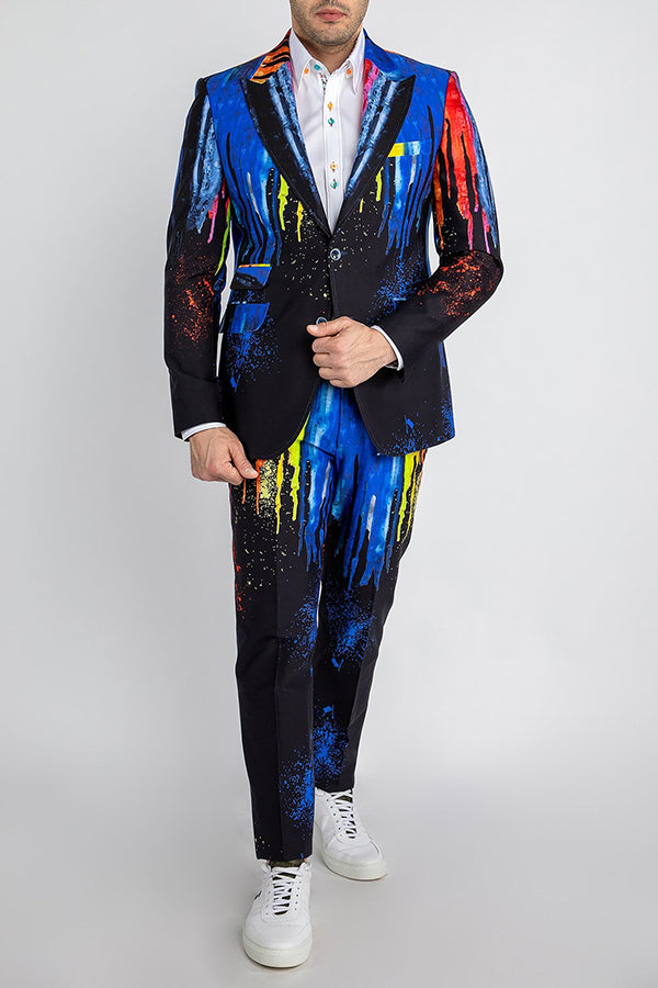 Stylish Paint Splatter Print Blazer