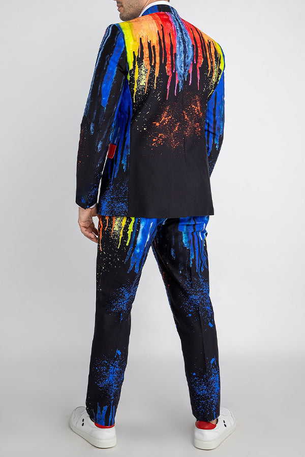 Stylish Paint Splatter Print Blazer