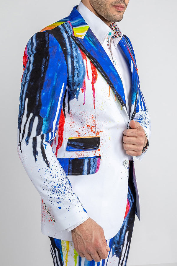 Stylish Paint Splatter Print Blazer