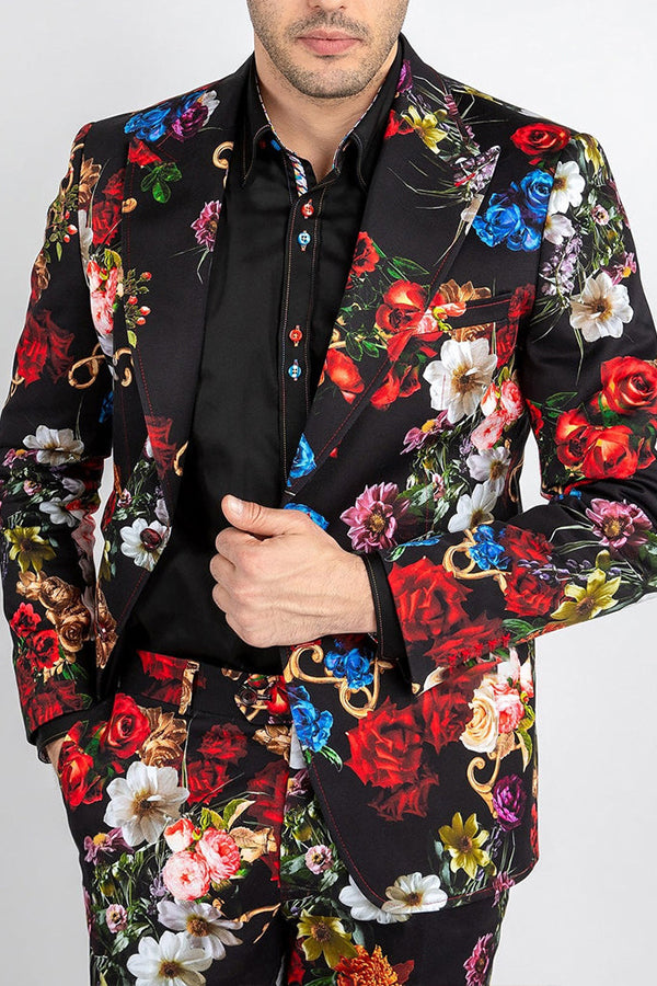 Stylish Floral Print Long Sleeve Blazer