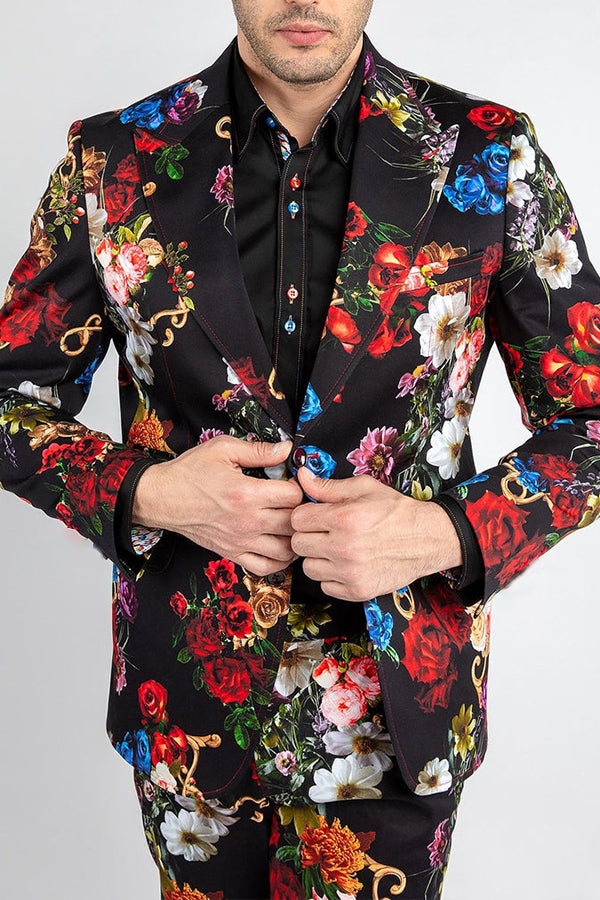 Stylish Floral Print Long Sleeve Blazer