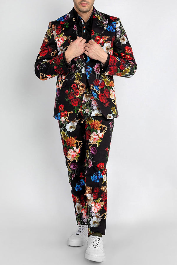 Stylish Floral Print Long Sleeve Blazer