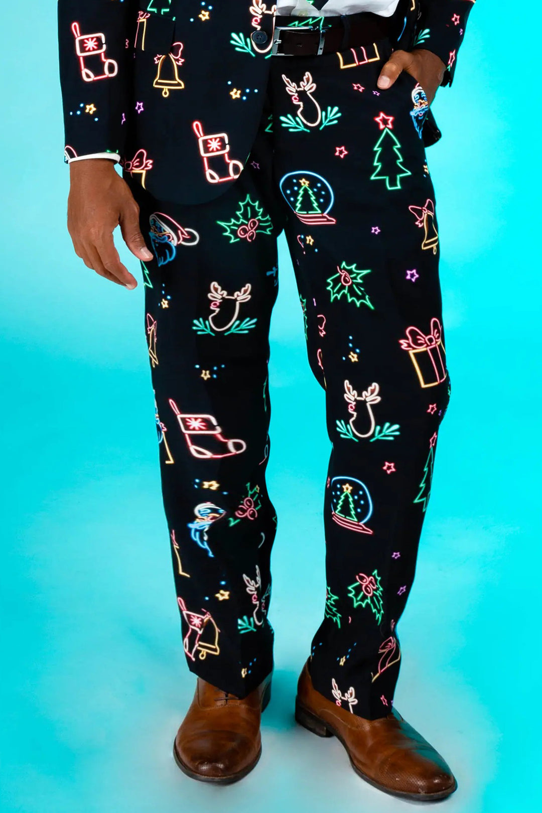 Christmas Neon Noel Print Pants