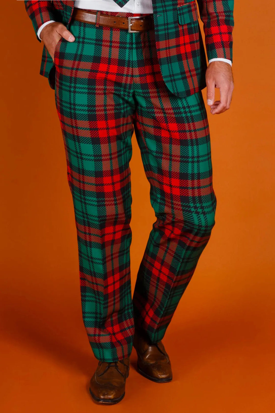 Christmas Plaid Print Tailored Pants