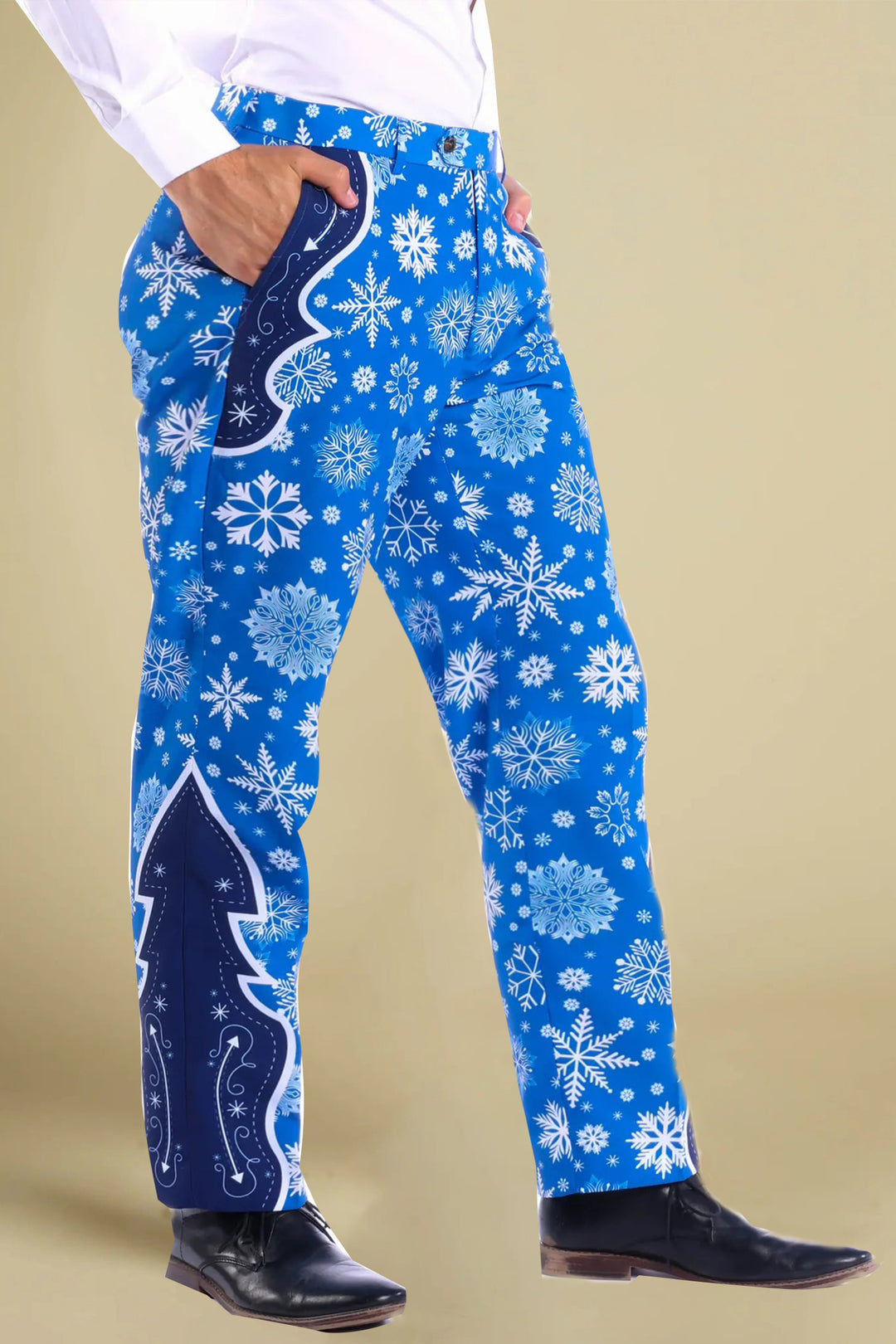 Christmas Snowflake Print Tailored Pants