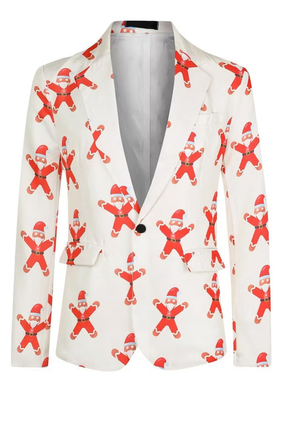 Christmas Santa Claus Notched Lapel Blazer