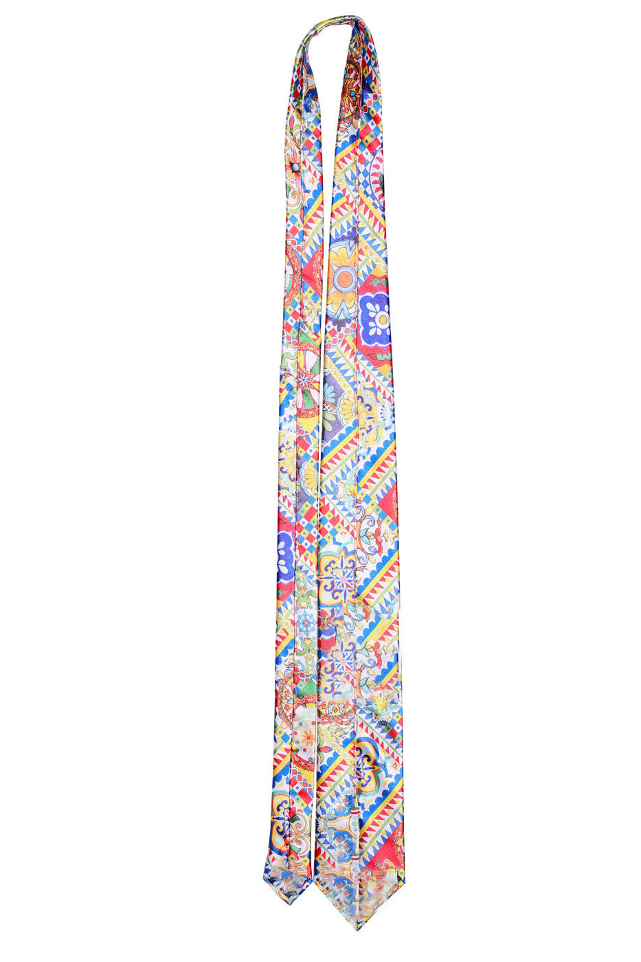 Retro Sicilian Print Satin Tie