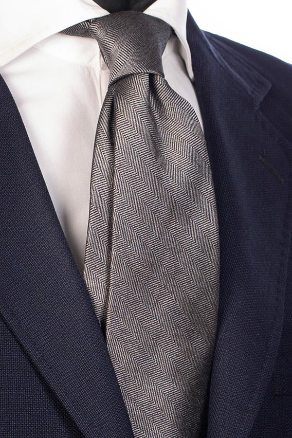 Classic Gray Tonal Herringbone Tie